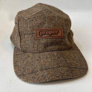 Proper x New Era 5 Panel Camper Hat Brown Herringbone Tweed Windowpane Strapback